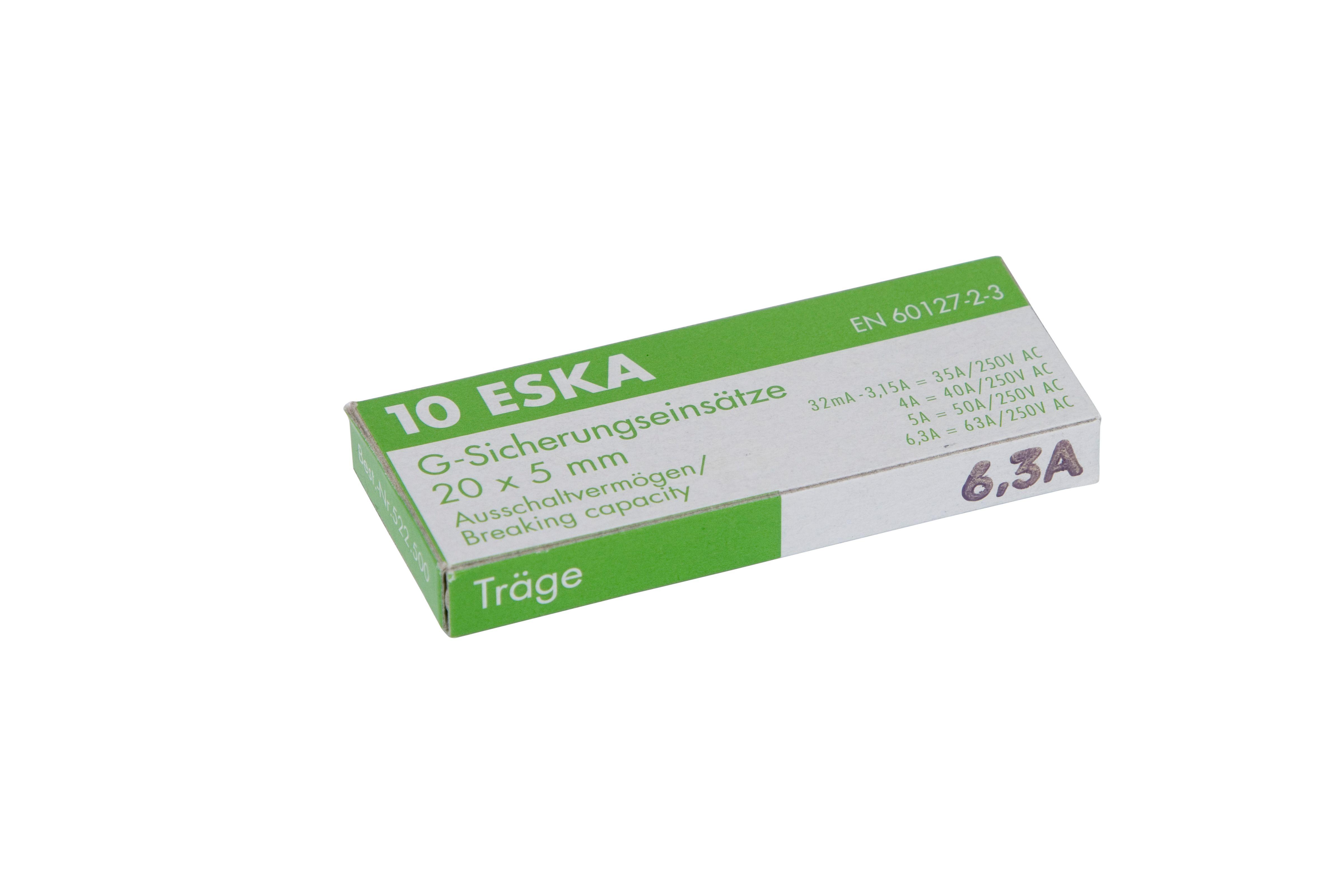 Glasrohrsicherung 6,3A 10er-Pack